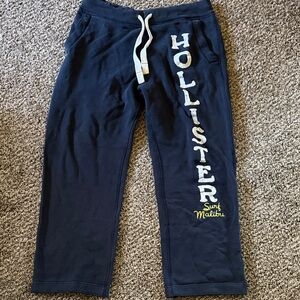 Hollister Navy Joggers with Yellow Details